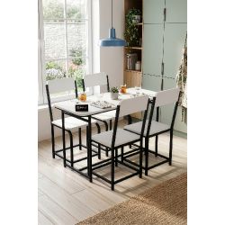 Mutfak Masası Takımı Beyaz Suntalam 4 Sandalyeli 120x52 cm