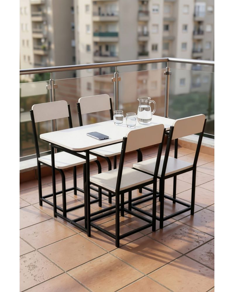 Mutfak Masası Takımı Beyaz Suntalam 4 Sandalyeli 120x52 cm