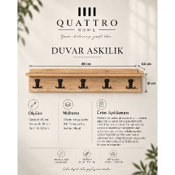 5'li Duvar Askılığı ve Raf Sistemli Portmanto Askısı Ceviz Kahverengi 80 cm