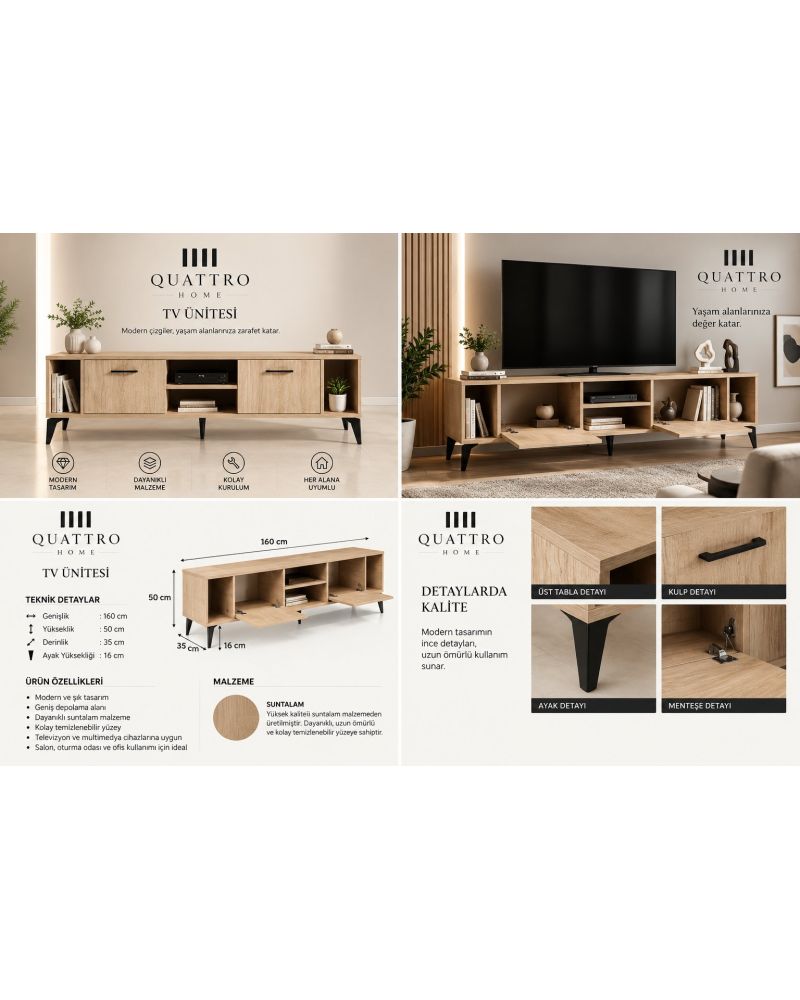 Çok Renkli TV Sehpası 160x35 cm