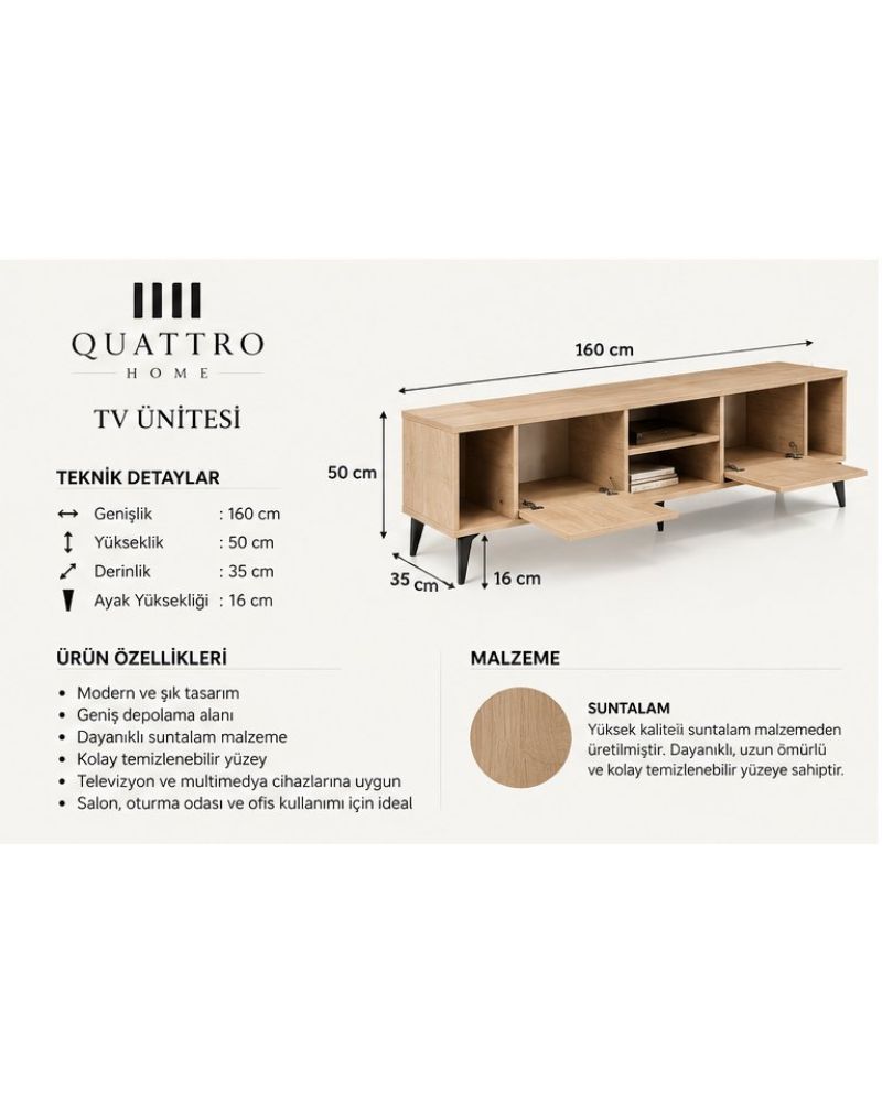 Çok Renkli TV Sehpası 160x35 cm