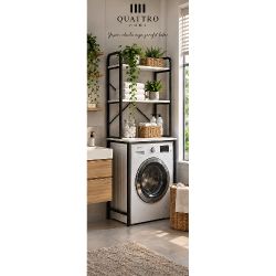 Çamaşır Makinesi Üstü Raf Standı Siyah 70 cm