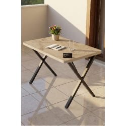 Modern Ahşap Görünümlü Mutfak ve Yemek Masası 110x70 cm