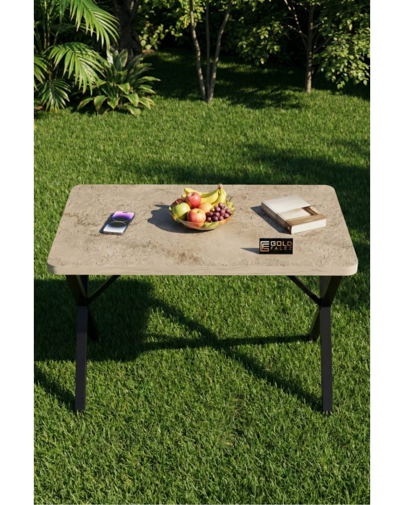 Modern Ahşap Görünümlü Mutfak ve Yemek Masası 110x70 cm