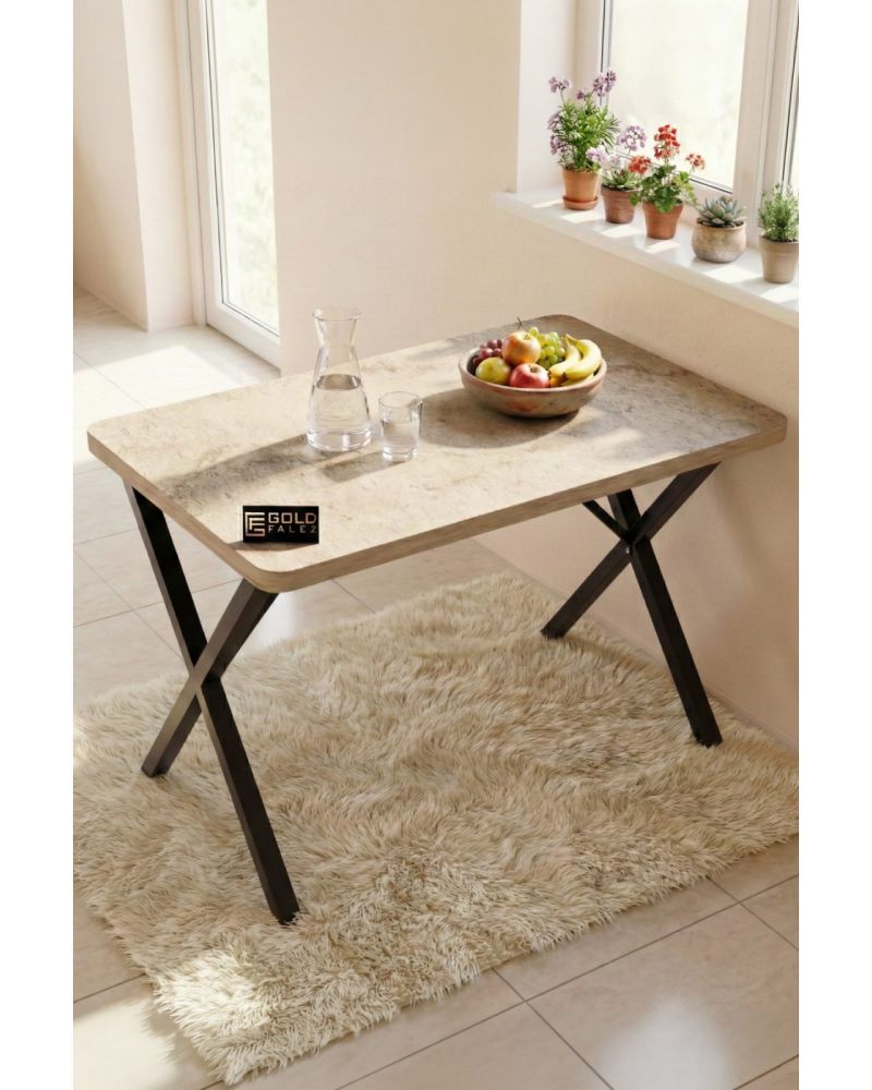 Modern Ahşap Görünümlü Mutfak ve Yemek Masası 110x70 cm