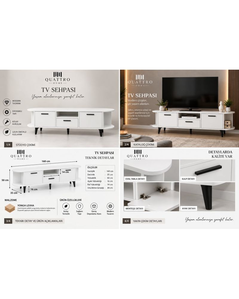 Mira Mavi TV Sehpası Suntalam 160x35 cm