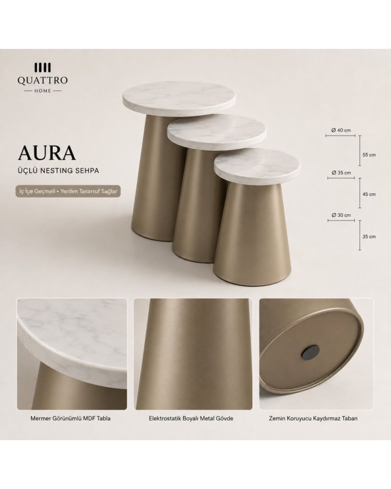 Aura  Üçlü Nesting Sehpa Seti