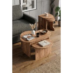 Orta ve Zigon Sehpa Seti Kahverengi 5'li Set