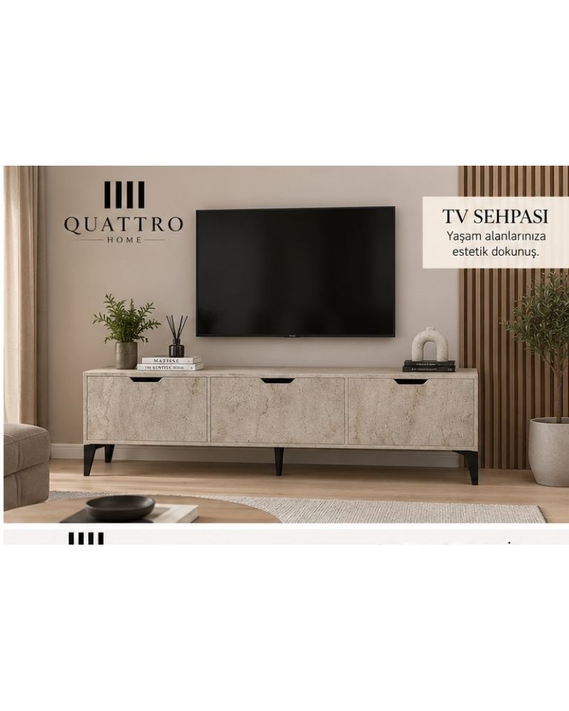 Ekru TV Sehpası 160x35 cm