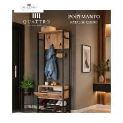 Metal Portmanto Kahverengi 180 cm Ayakkabılık ve Askılıklı Vestiyer