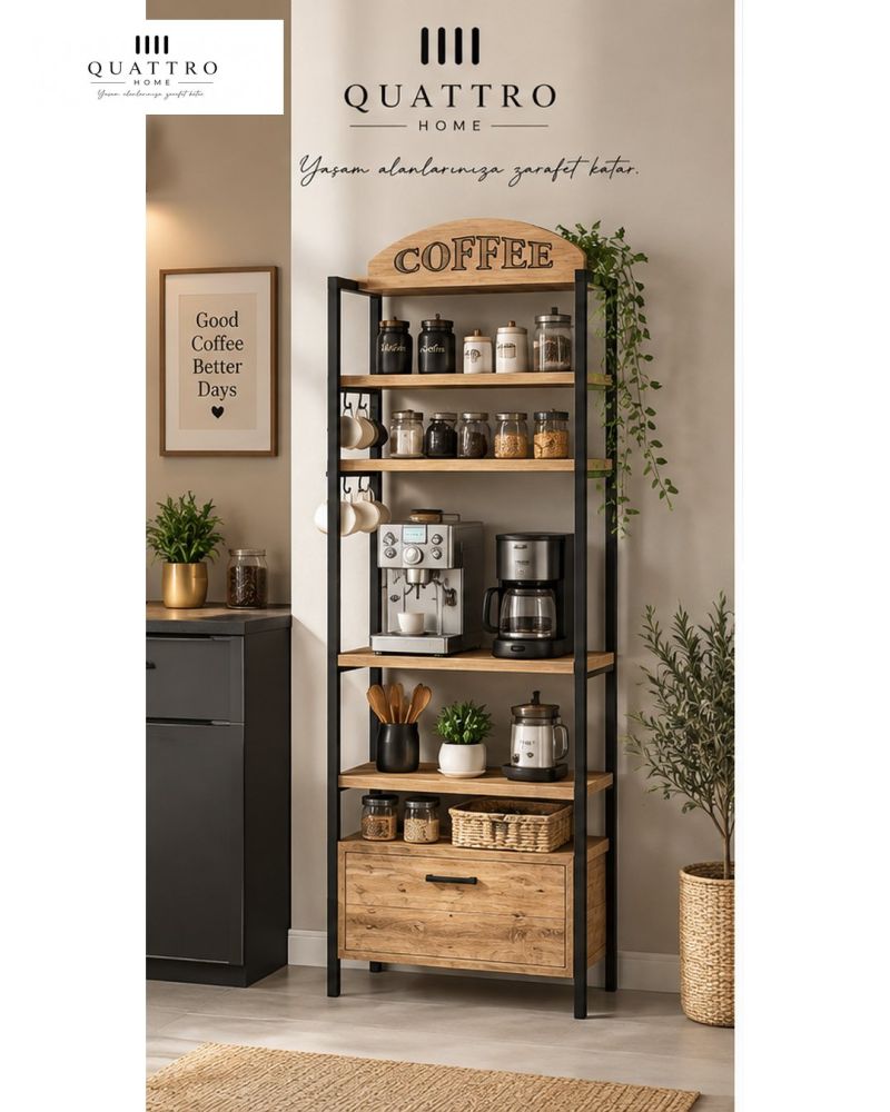 Metal Kahve Köşesi ve Mutfak Düzenleyici Stand 196 cm