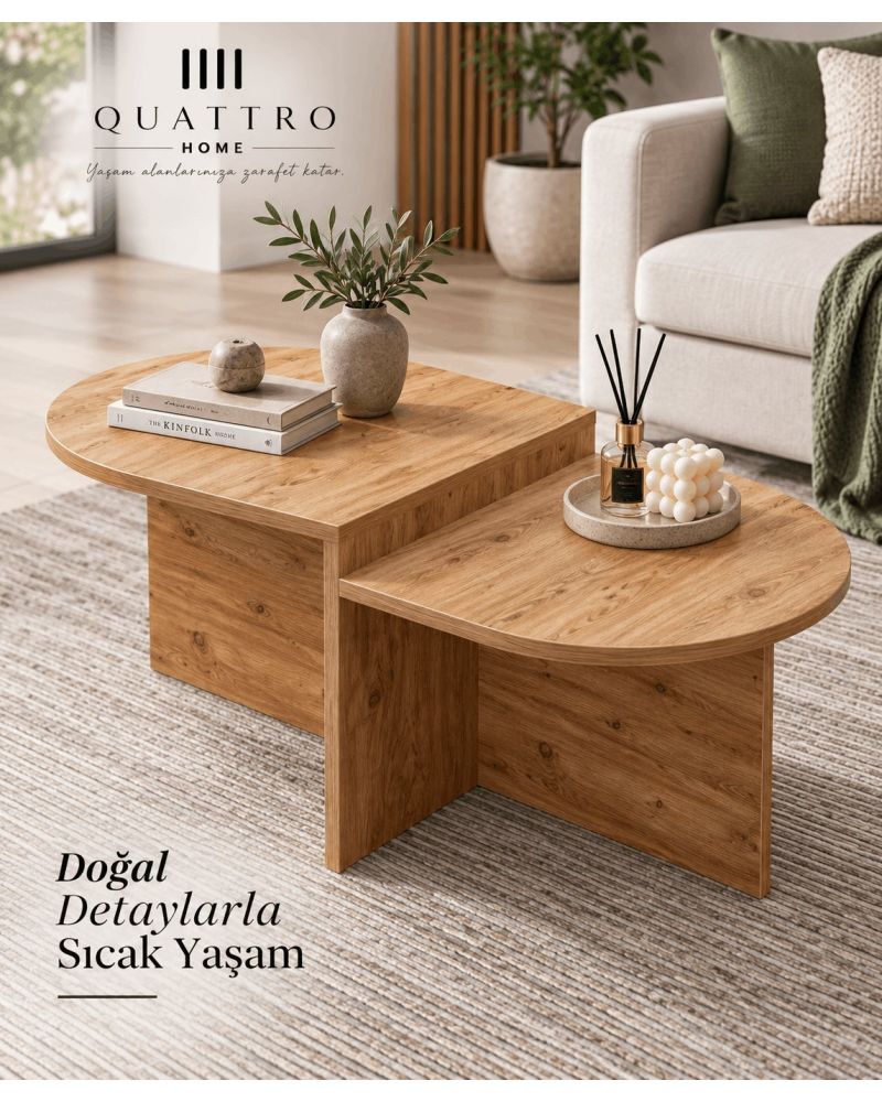 Kademeli Oval Orta Sehpa Kahverengi