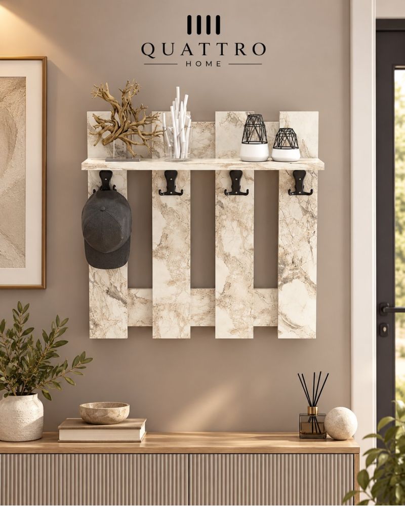 Country Tarzı Duvar Askılığı Beyaz 60 cm