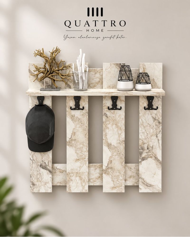 Country Tarzı Duvar Askılığı Beyaz 60 cm