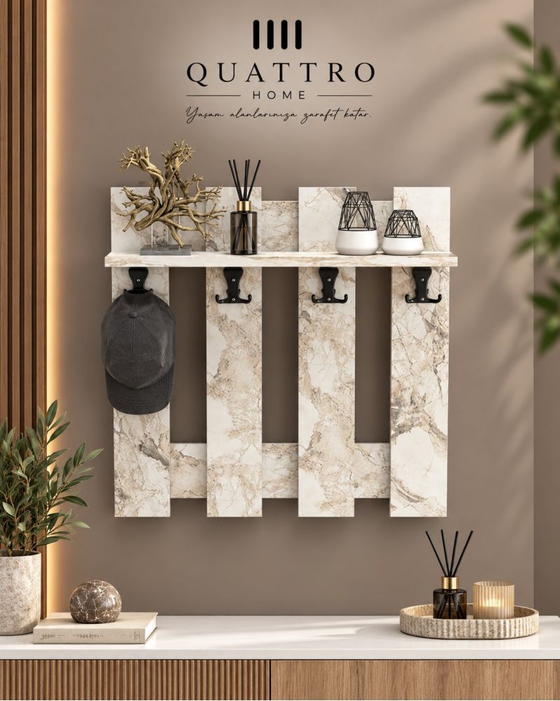 Country Tarzı Duvar Askılığı Beyaz 60 cm