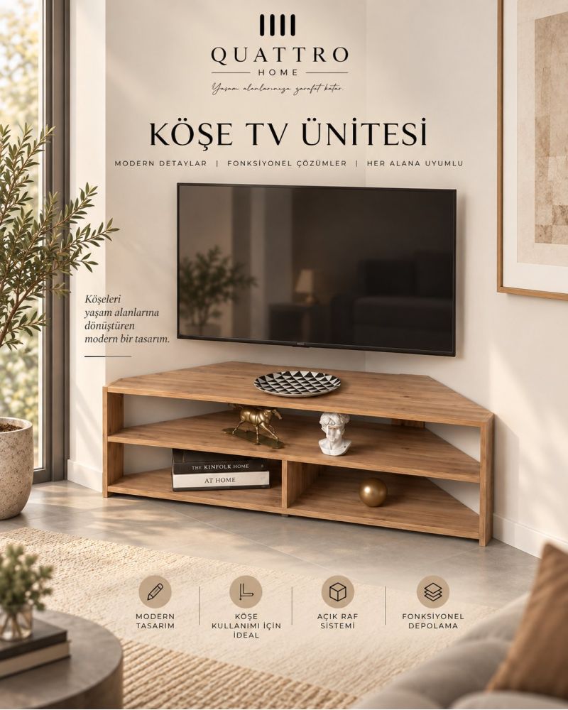 Köşe TV Ünitesi Kahverengi 140 cm
