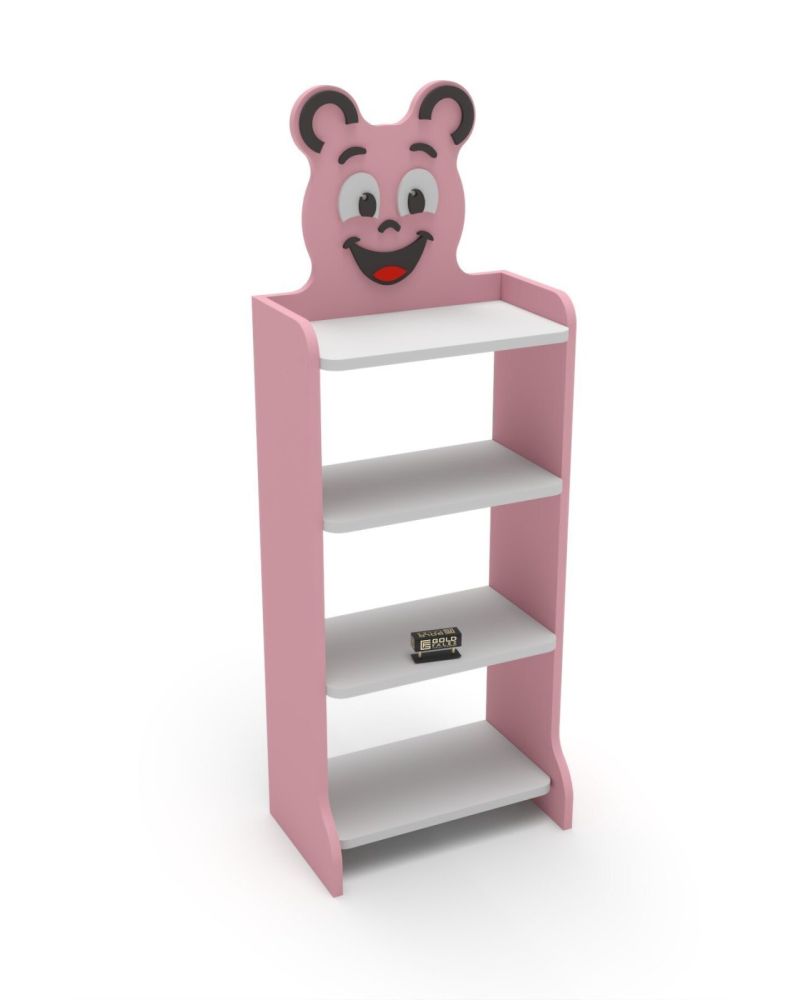Happy Face Çocuk Kitaplığı ve Oyuncak Düzenleyici - Pembe