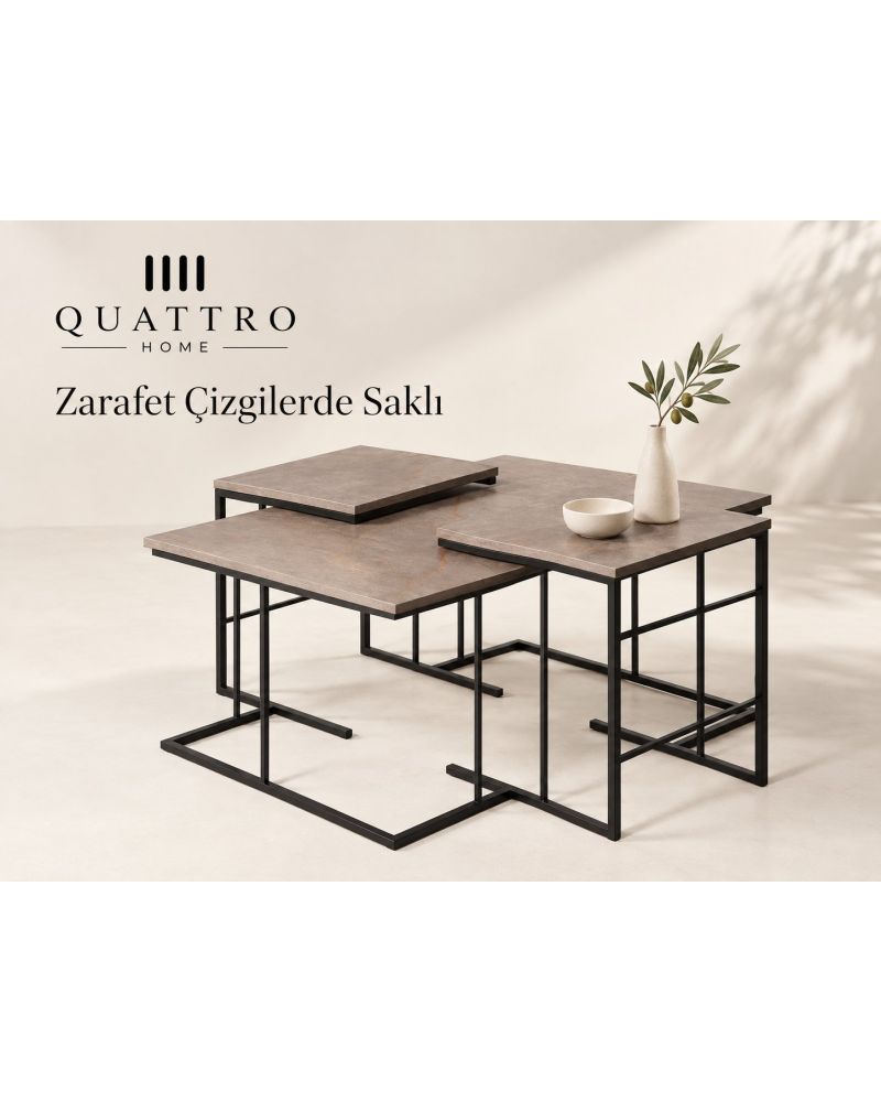 Gri 3'lü Sehpa Seti