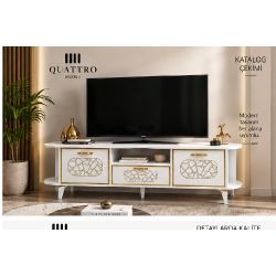 Beyaz ve Altın Detaylı 160 cm TV Ünitesi