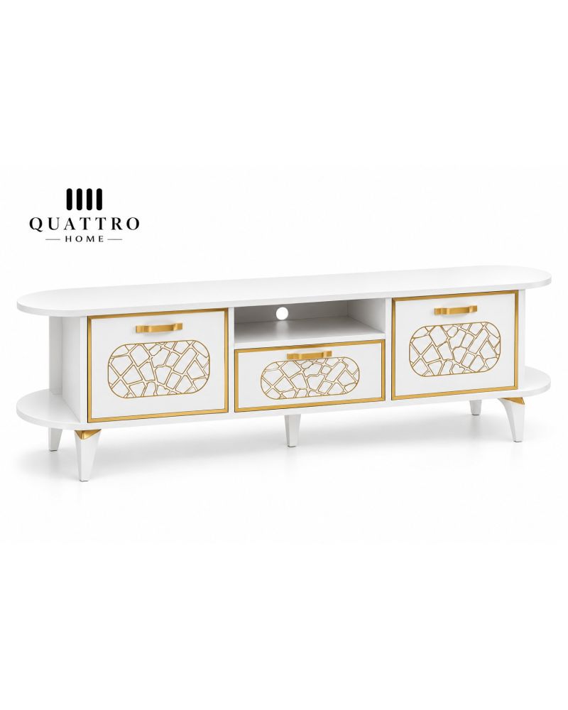 Beyaz ve Altın Detaylı 160 cm TV Ünitesi