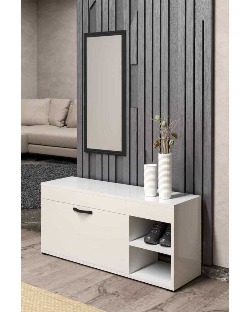 Beyaz Ayakkabılık Dolabı 90 cm
