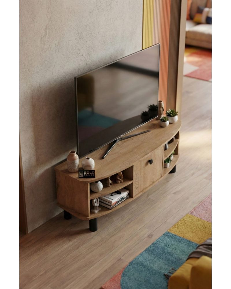 Bej TV Sehpası Suntalam Modern Televizyon Ünitesi 136x44 cm