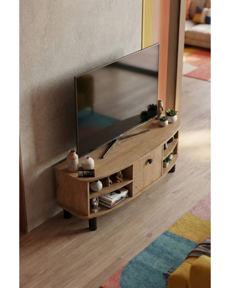 Bej TV Sehpası Suntalam Modern Televizyon Ünitesi 136x44 cm