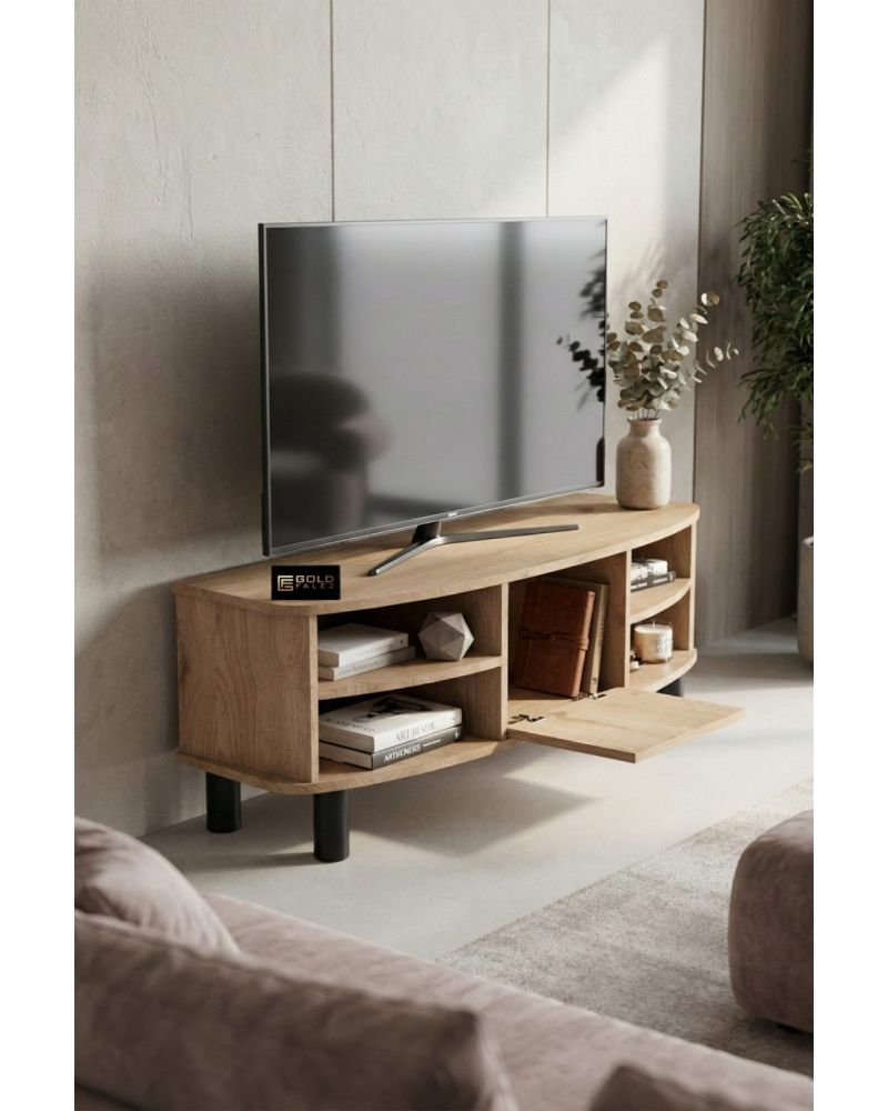 Bej TV Sehpası Suntalam Modern Televizyon Ünitesi 136x44 cm
