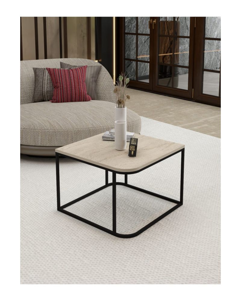 Bej Kare Orta Sehpa 65 cm
