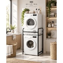 Metal Siyah Çamaşır Makinesi Üstü Raf Ünitesi 66 cm