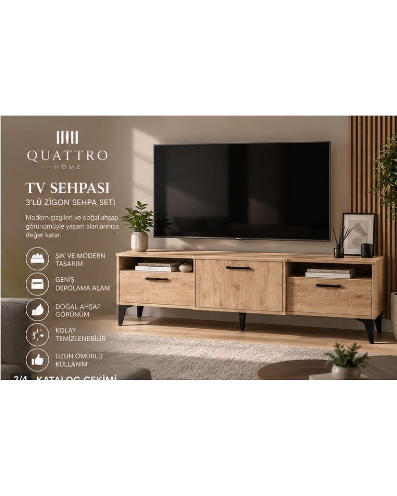 Bej TV Sehpası 160x40 cm