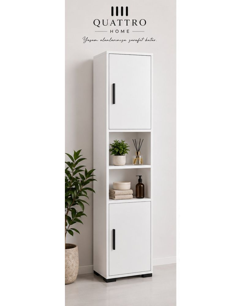 Çok Amaçlı Beyaz Erzak Dolabı 35 cm Genişlik