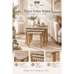 Torna Ayaklı Çok Renkli 3'lü Zigon Sehpa Seti