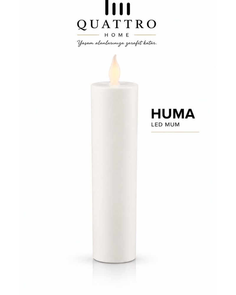 Quattro Home Huma LED Pilli Batom Mum 20 cm Sıcak Beyaz Işık