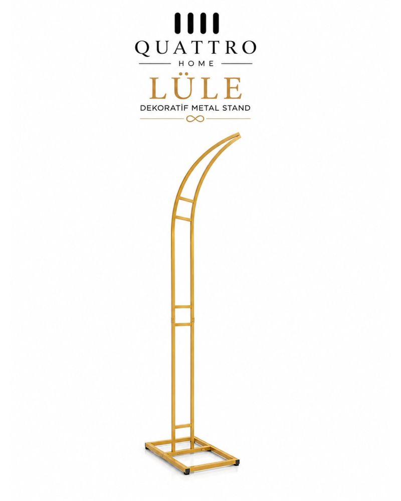 Lüle Dekoratif Metal Stand Gold Kavisli Organizasyon Standı 220 cm