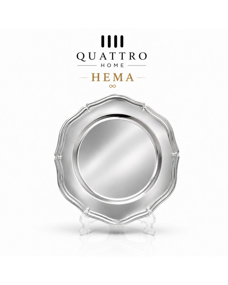 Hema Dekoratif Metal Tabak – Gümüş 25 cm