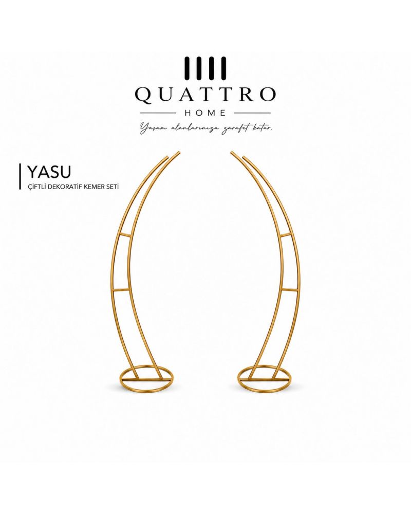 Yasu Çiftli Dekoratif Kemer Seti Gold Metal Organizasyon Arka Fon 200 cm
