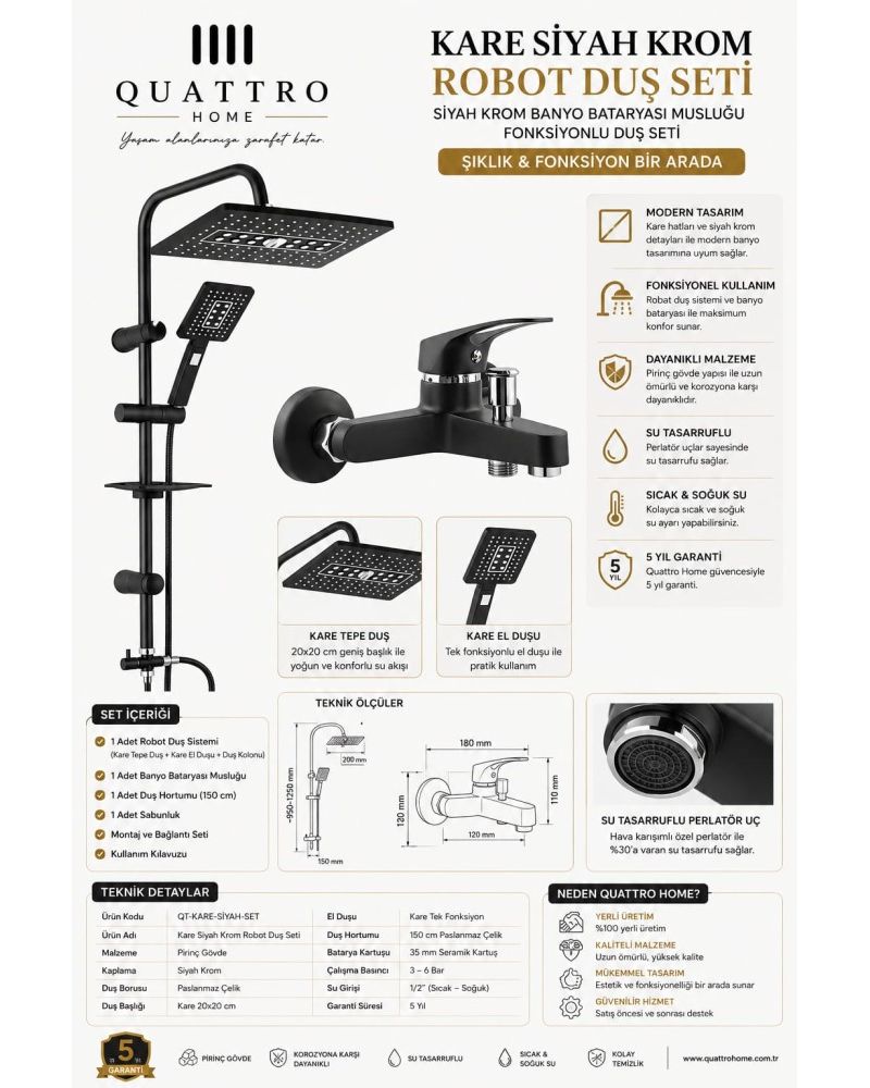 Kare Robot Duş Seti