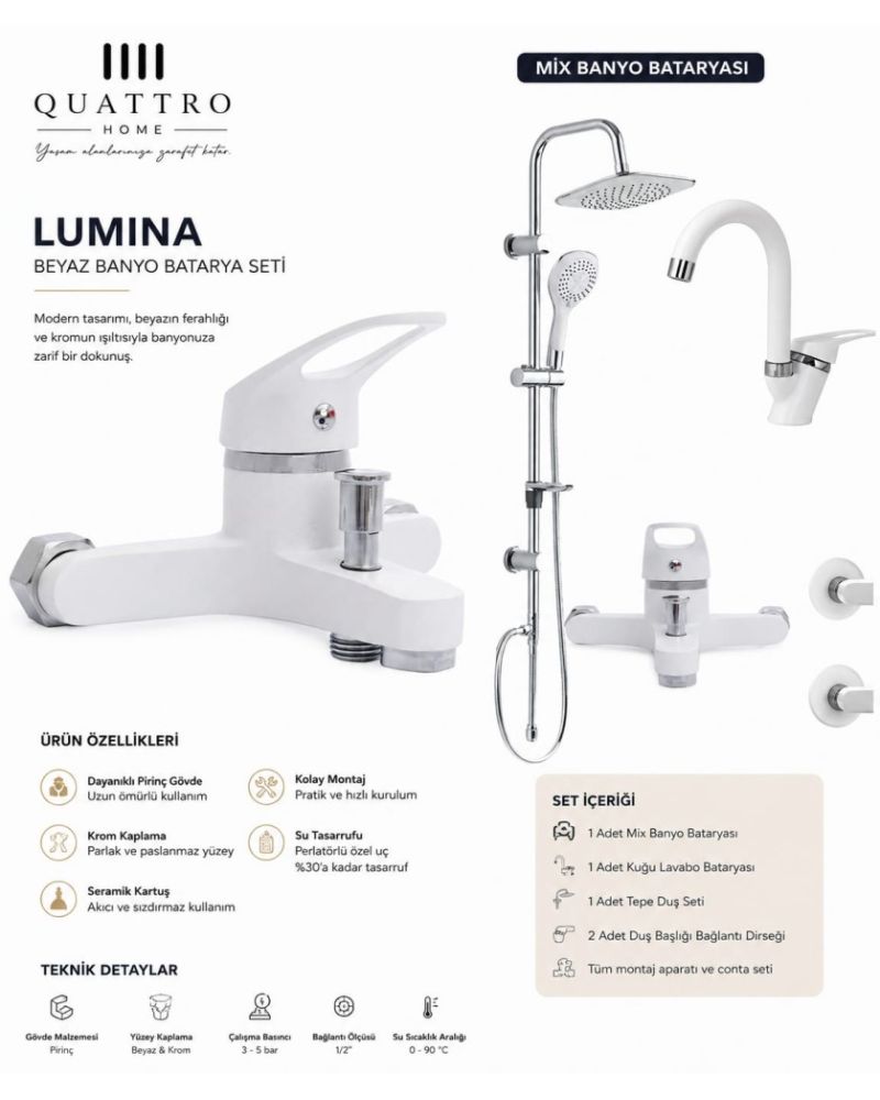 Lumina Tepe Duş Seti Ve Lavabo Bataryası