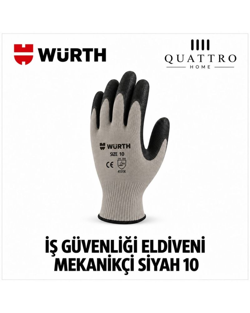 Mekanik İş Güvenliği Eldiveni Siyah No 10 (10 adet)