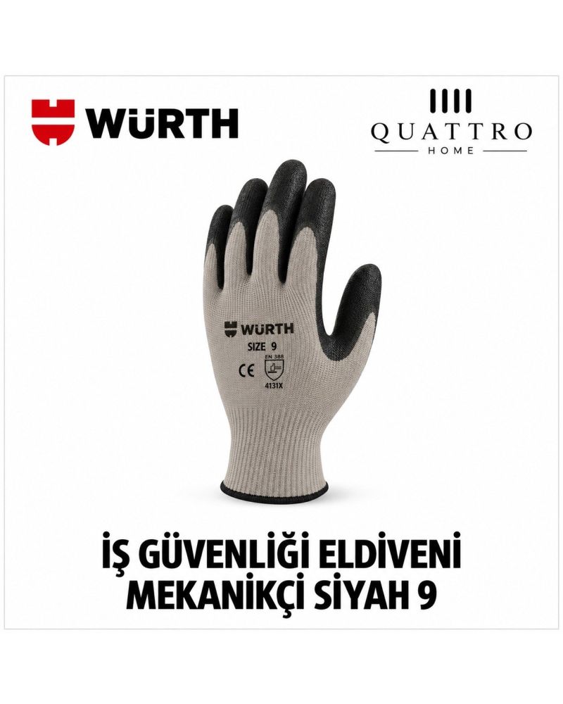 Mekanik İş Güvenliği Eldiveni Siyah No 9(10 Adet)