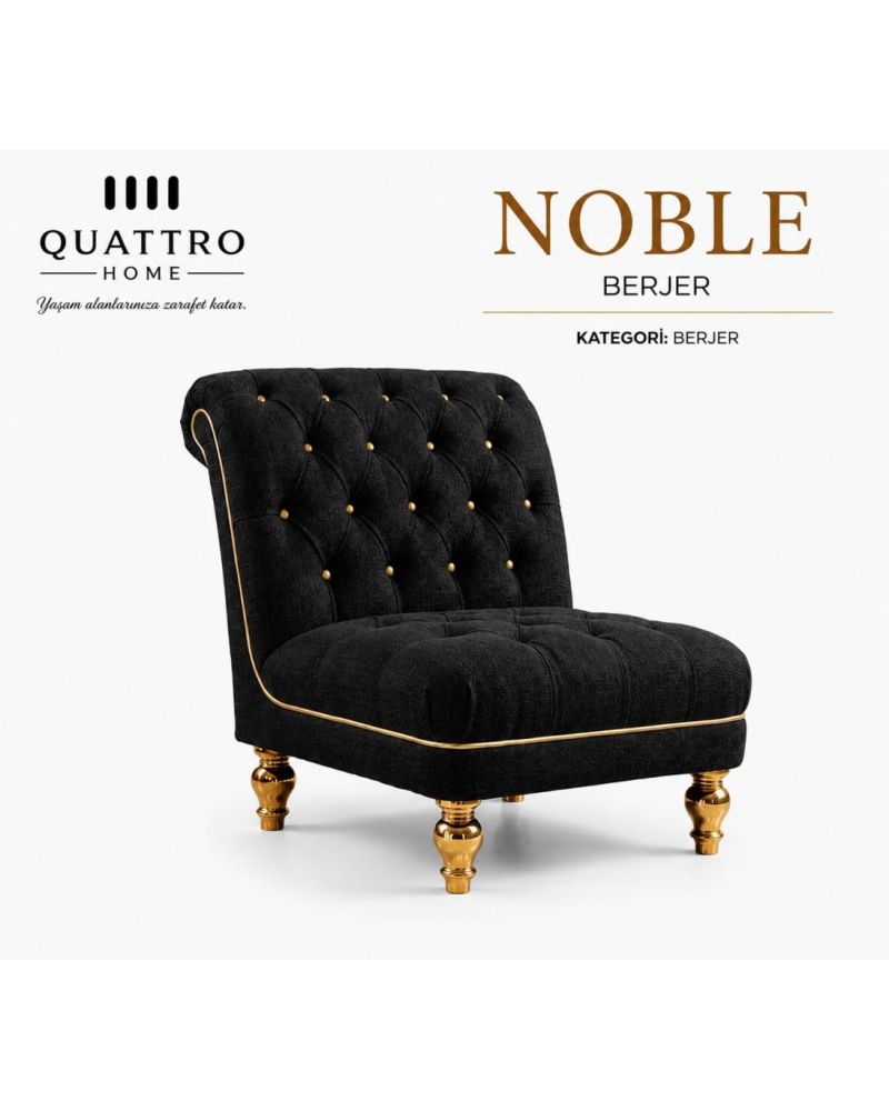 Noble Kapitoneli Berjer – Gold Detaylı Modern Tekli Koltuk
