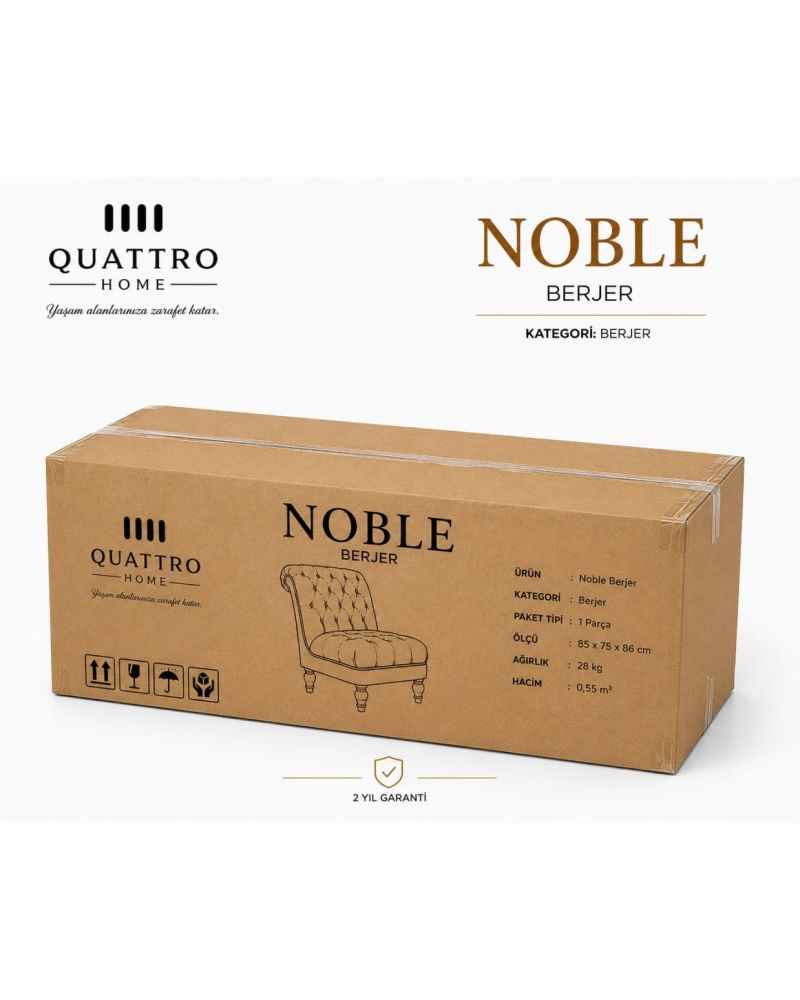 Noble Kapitoneli Berjer – Gold Detaylı Modern Tekli Koltuk