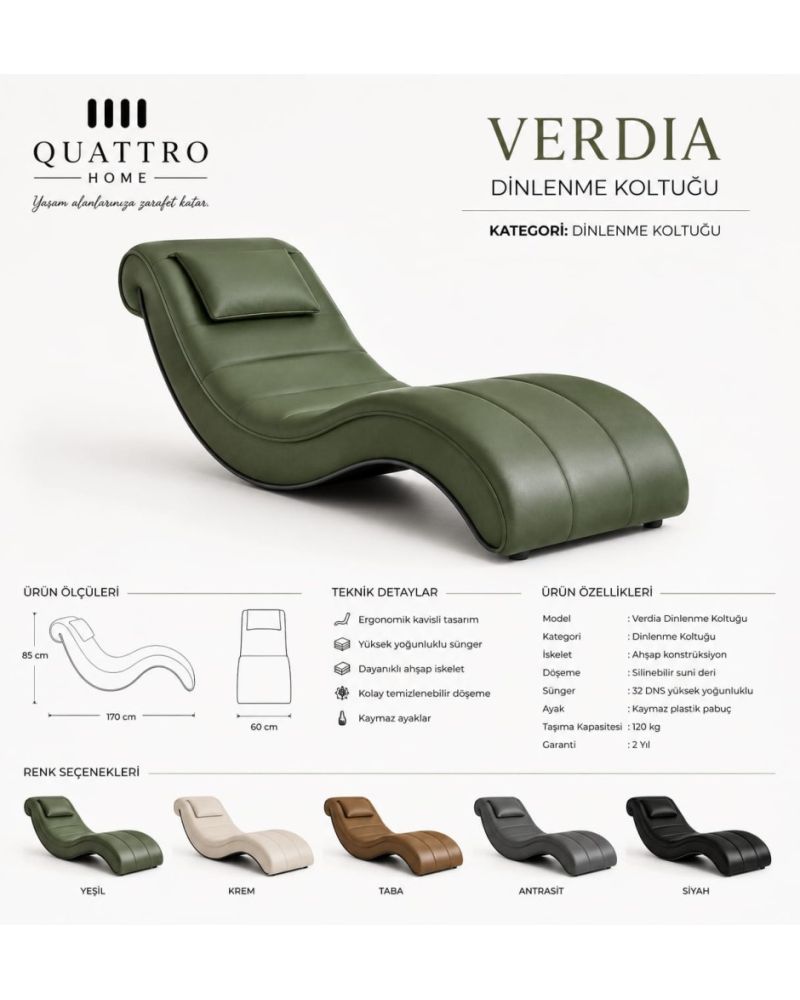 Verdia Ergonomik Dinlenme Koltuğu – Kavisli Modern Tasarım