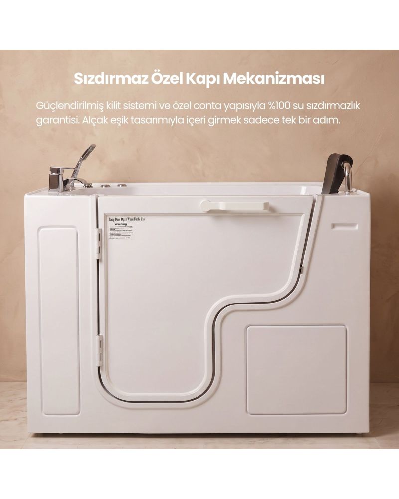 Oturmalı Medikal Küvet 130 x 76 x 97 CM - Kapılı Jetli Engelli ve Yaşlı Küveti