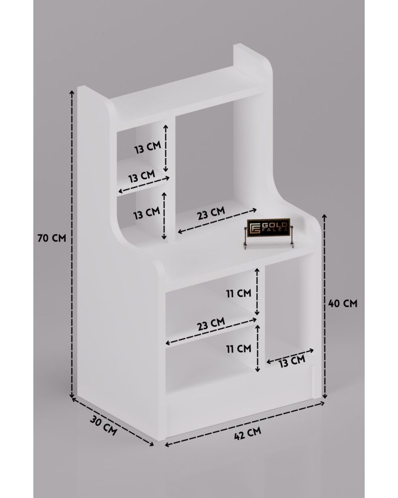 Komodin Raflı Kitaplık Çok Bölmeli Dekoratif Yan Sehpa Organizer Modern Yatak Odası Raf Ünitesi Nature 183 Beyaz