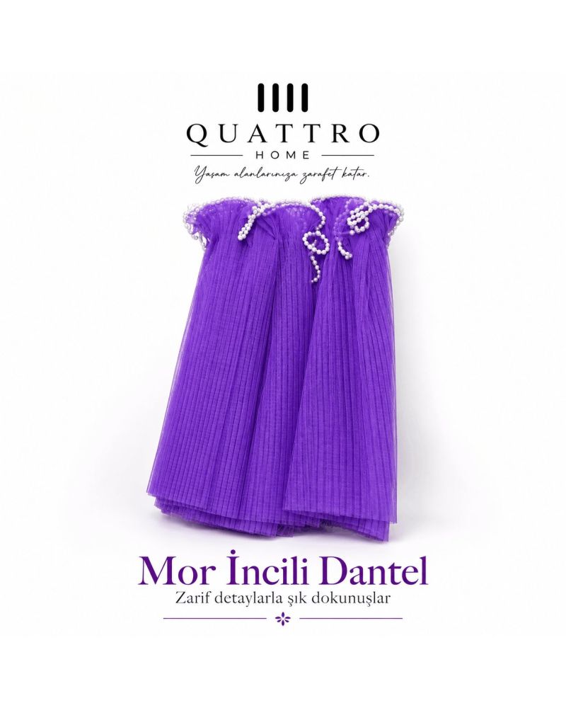 Dantel Şerit - Koyu Mor 4 metre -3 adet