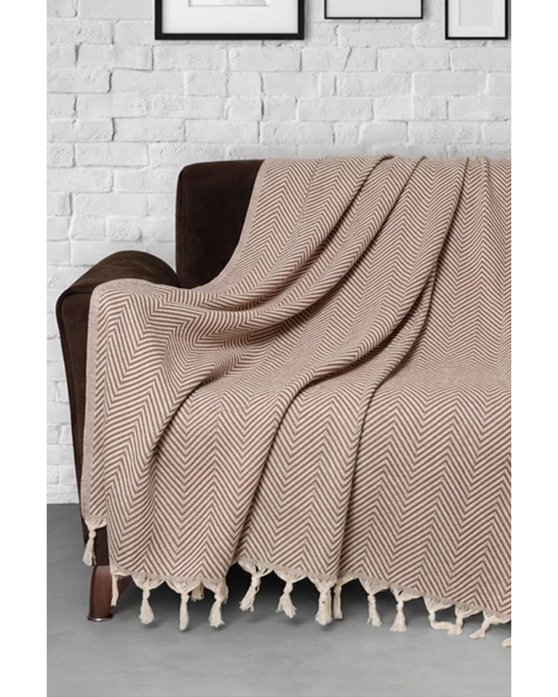 Trendy 2'li Set Koltuk Örtüsü - Kahverengi