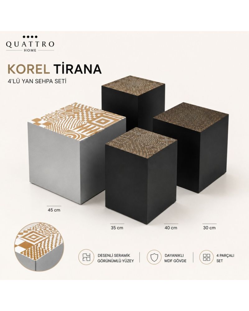 Tirana  4’lü Yan Sehpa Seti