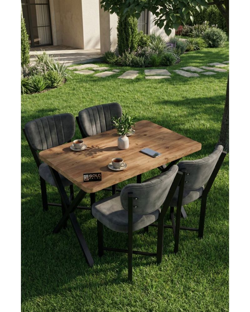 Goldfalez Elma Masa Seti Çok Renkli Gri 110x70 cm